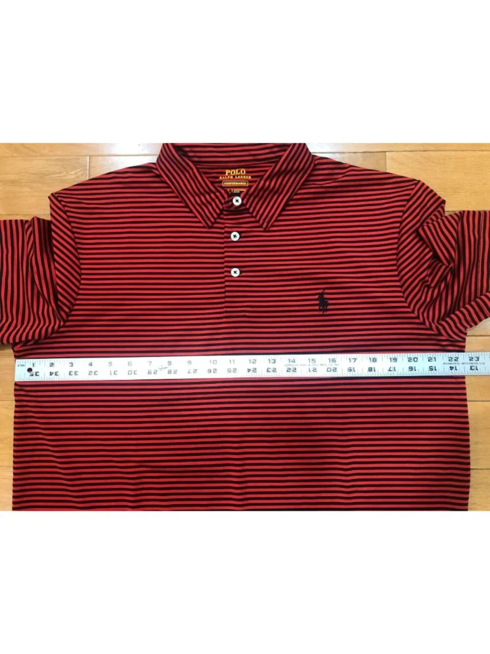 Polo Ralph Lauren Performance Red Black Striped Polo Shirt Sz L Preppy Golfcore